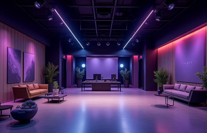 Image of the Aura Entertainment Studios facility or production setup, showing modern equipment
