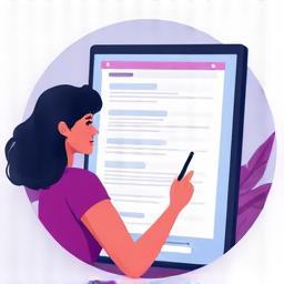 Illustration showing someone filling out a digital form on a tablet
